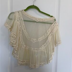 Free People Cream Lace Blouse